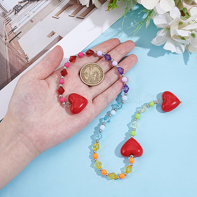 1 шт. подвески-сердечки из сплава и акрила для украшения сумок&nbsp;FIND-NB0006-95-1