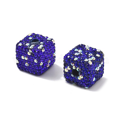 Бусины из полимерной глины в форме куба со стразами CLAY-NH0001-08-1