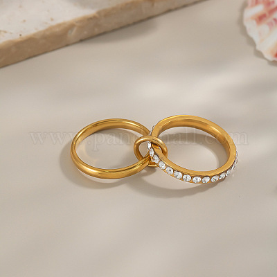 Женские кольца из нержавеющей стали 304 с микропаве из кубических цирконий XH8131-1