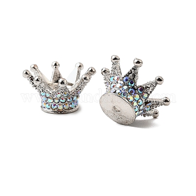 Бусины из сплава со стразами в форме короны FIND-NH0001-19P-1