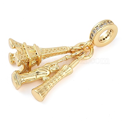 Реечное покрытие латунь микро паве кубический цирконий европейские подвески с подвесками KK-P287-21G-1