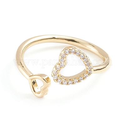 Регулируемые латунные кольца микро манжеты из прозрачного циркония RJEW-F101-20G-1