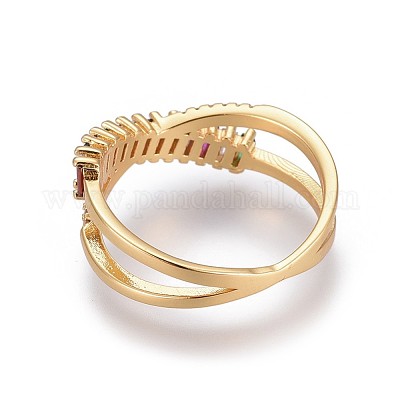 Латунные микро проложить кубического циркония кольца RJEW-F090-08G-19mm-1