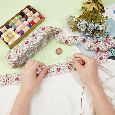 Кружевная отделка из полиэстера с цветочной вышивкой OCOR-WH0090-93-1