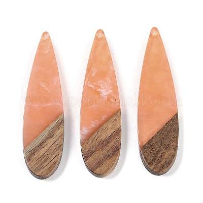 Большие подвески из смолы и дерева WOOD-F015-08B-1