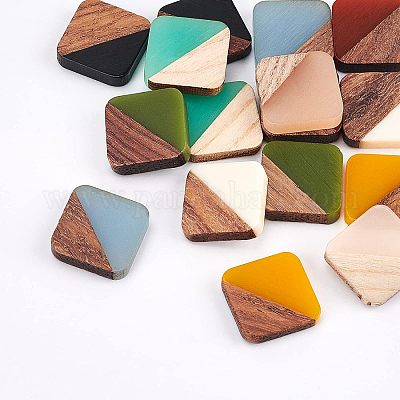16 шт. 8-цветные непрозрачные смолы и кабошоны из орехового дерева RESI-OC0001-31-1