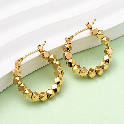 Латунные многоугольные серьги-кольца EJEW-A143-08G-1