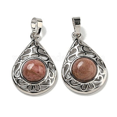 Природные подвески родонит G-Q158-05P-17-1