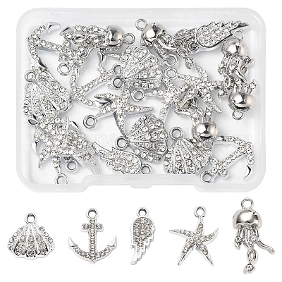 25шт 5 стиля подвески из сплава с кристаллами и стразами FIND-FS0004-10-1