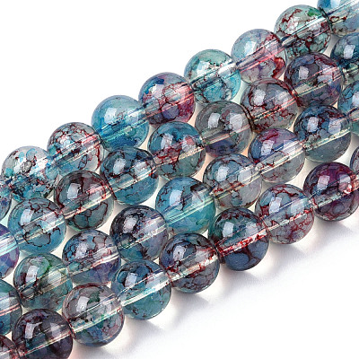 Chapelet de perles en verre baking paint&nbsp;DGLA-Q023-8mm-DB60-01-1