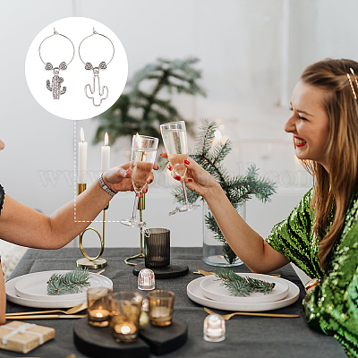 Подвески для бокалов из сплава кактуса в тибетском стиле AJEW-AB00118-1