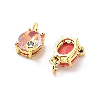 Овальные латунные микро проложить Цирконом подвески KK-L237-020G-03-1