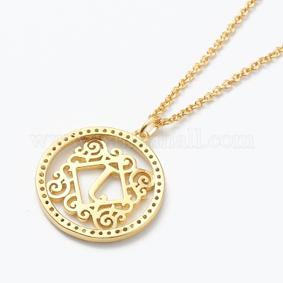 Ожерелья с подвесками из латуни с прозрачным кубическим цирконием NJEW-J059-01J-1