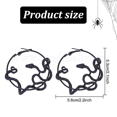 3 пара двухцветных серег-колец из сплава в виде змеи для женщин EJEW-AN0001-63-1