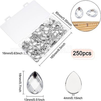 250 шт. имитация тайваньских граненых каплевидных акриловых стразов с плоской задней частью кабошоны GACR-FG0001-06-1