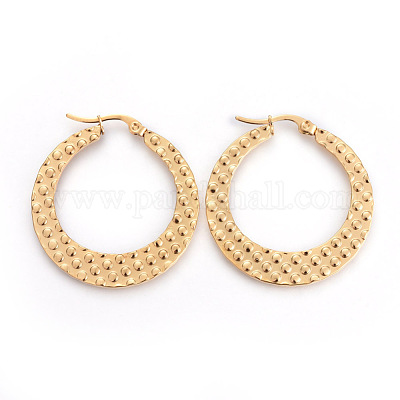 201 серьги-кольца из нержавеющей стали EJEW-A054-22G-1