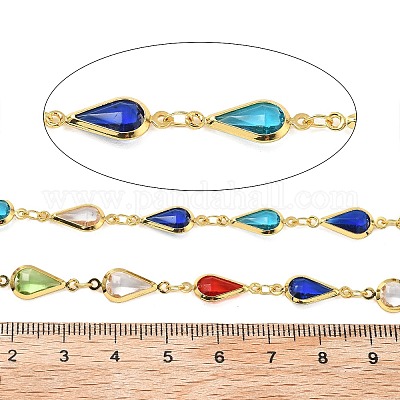 Латунные стеклянные каплевидные звенья цепи CHC-R001-04G-02-1