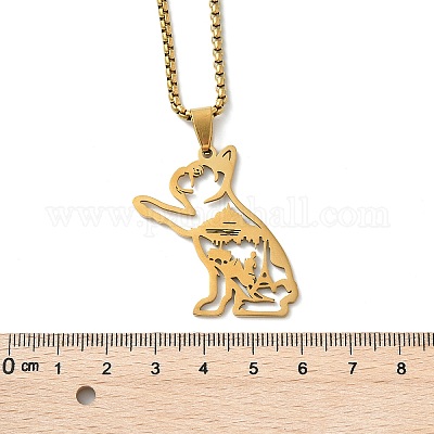 201 ожерелье с кулоном в виде контура собаки из нержавеющей стали NJEW-P327-06G-1