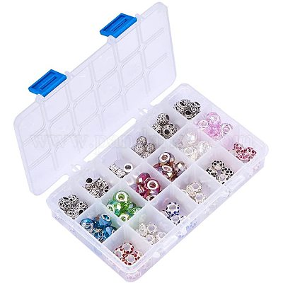 Европейские бусины из латуни и сплава со стразами и стеклом MPDL-NB0001-02-1