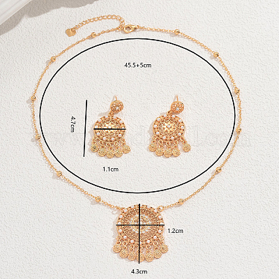 Роскошные комплекты из полых круглых серег и ожерелий в стиле «дворец» из латуни с кисточками для женщин JB0606-1