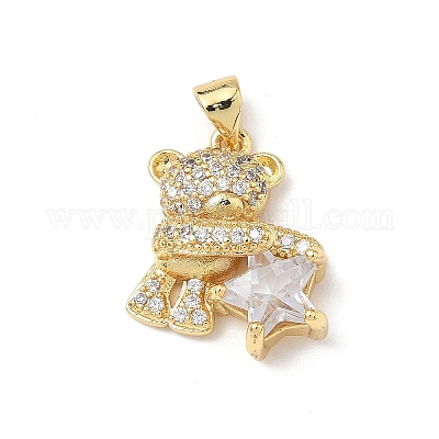 Подвески из латуни микропаве с фианитами и стеклом KK-Q068-08G-1