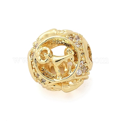 Латунные микро проложить кубического циркония бусы KK-Z095-04G-01-1