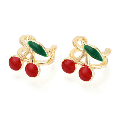 Серьги-манжеты с эмалью из латуни EJEW-N060-04G-1