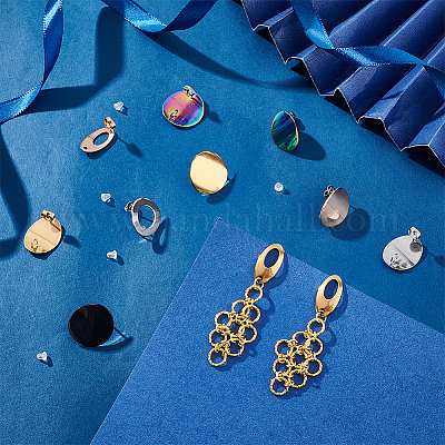 30 шт. 15 стиля фурнитуры для сережек-гвоздиков из нержавеющей стали 304 STAS-UN0048-90-1