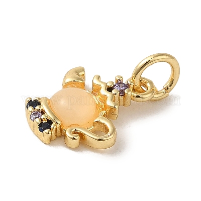 Латунные подвески из цветного стекла с микропаве и кубическим цирконием X-KK-R162-026A-G-1