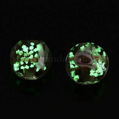 Светящиеся бусины лэмпворк из золота и песка ручной работы LAMP-T021-03M-1