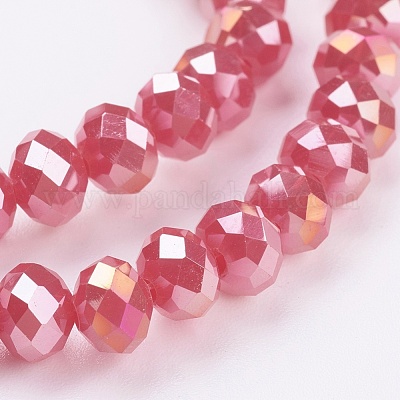 Стеклянные бусины с гальваническим покрытием  X-GLAA-F001-6x4mm-04AB-1