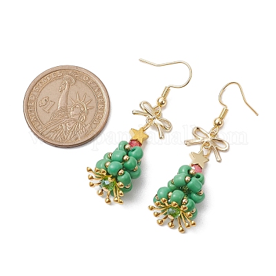 Болтающие серьги из стекла EJEW-TA00440-01-1