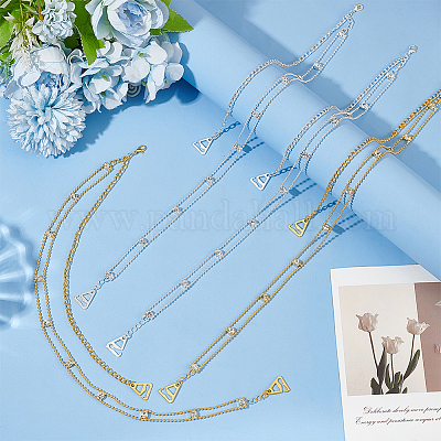 2 пара цепочек на плечо из цинкового сплава и стразов двух цветов AJEW-FG0004-28-1