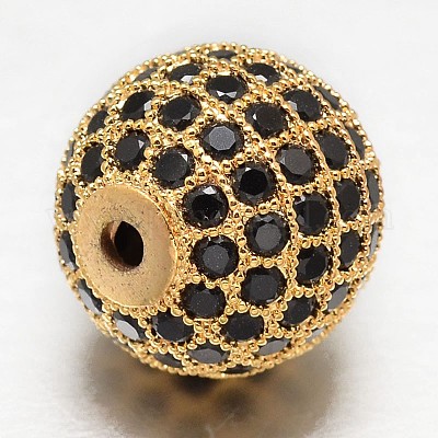 CZ латунные микро проложить кубического циркония круглых бусин ZIRC-L017-10mm-06G-1