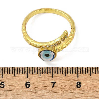 Кольца-манжеты из латуни с микропаве из прозрачного кубического циркония и эмалью для женщин RJEW-L113-034G-1