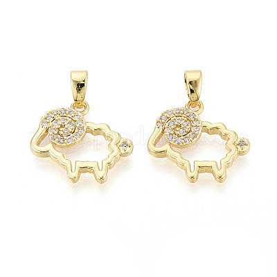 Латунные микропаве прозрачные подвески с фианитом&nbsp;KK-N259-03G-1