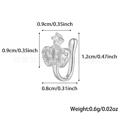 925 кольцо для носа из стерлингового серебра с прозрачным паве из циркония IM7825-6-1