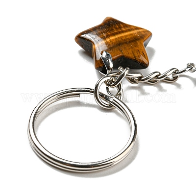 Брелки с подвесками в виде луны и звезды Рейки натуральный тигровый глаз KEYC-P015-02P-05-1