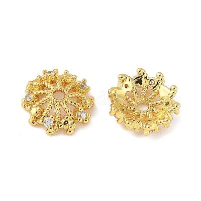 Колпачки для бусин из прозрачного кубического циркония из латуни KK-V015-08G-01-1