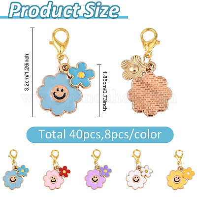 40шт 5 цвета сплава эмали кулон украшения&nbsp;HJEW-YW00159-1