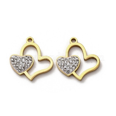 Подвески из нержавеющей стали 304 со стразами из глины STAS-P406-17G-G-1