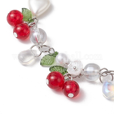 Браслеты с подвесками из акрила и нержавеющей стали 304 для женщин BJEW-JB11583-1