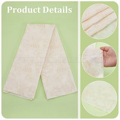 Хлопчатобумажная ткань с цветочным узором и вышивкой DIY-WH0580-48-1