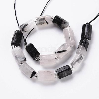 Нити бусин из натурального черного рутилированного кварца G-S345-8x11-010-1