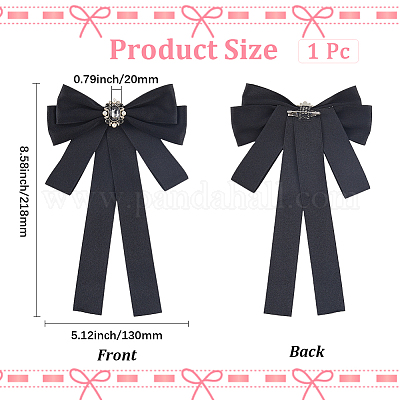 Броши-банты из полиэстера со стразами JEWB-WH20006-11-1