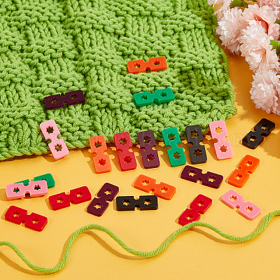 60 шт. 6-цветный акриловый инструмент для изготовления застежки для вязания шапки FIND-GA0004-05-1