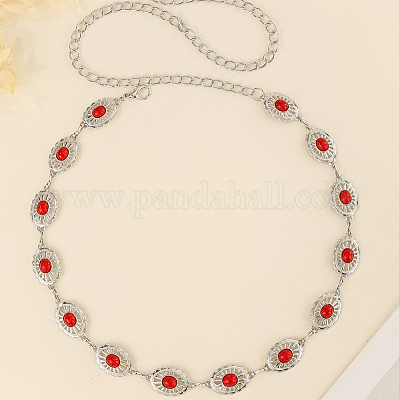 1 шт сплав с имитацией смолы бирюзового цвета овальные звенья цепи ремни AJEW-CY0001-79A-1