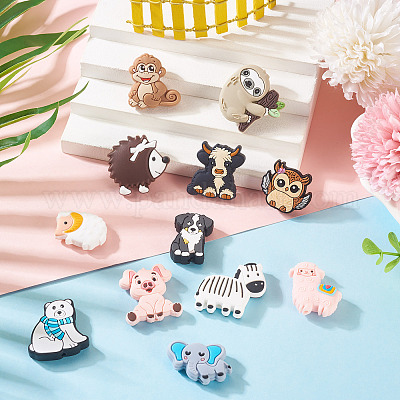 Силиконовые бусины в виде животных из мультфильмов SIL-TA0002-70-1