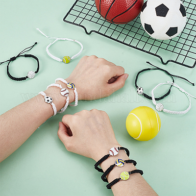 10шт 10 стиля сплава спортивные браслеты с шариками BJEW-GA0001-21-1