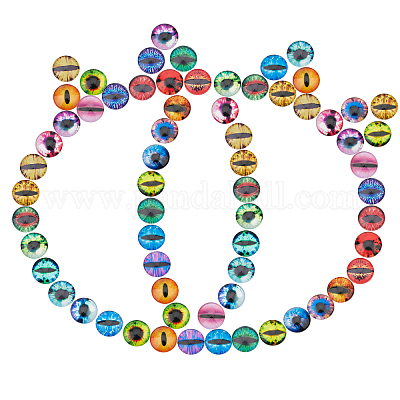 200 шт. полукруглые/купольные стеклянные кабошоны с принтом «глаз дракона» GGLA-SC0001-55-1